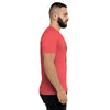 Red Tri-blend Side View on Model of COLIBRI Unisex Tri-blend T-Shirt