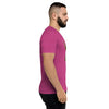 Berry Tri-blend Side View on Model of COLIBRI Unisex Tri-blend T-Shirt