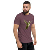 Maroon Tri-blend Right Front Side View on Model of COLIBRI Unisex Tri-blend T-Shirt