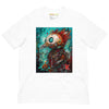 White Front View of COLORFUL PUNK ROBOT BIRD Premium Crewneck T-Shirt