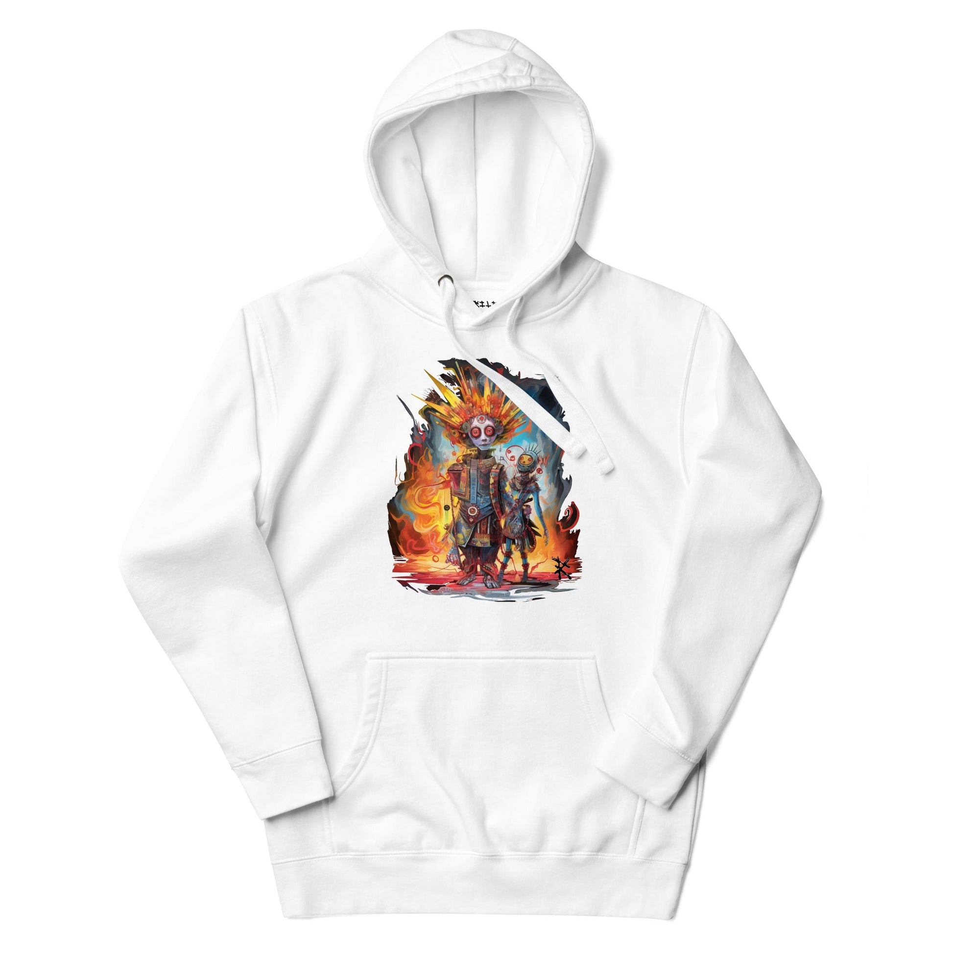 COLORFUL ROBOT Hoodie in White - Rarileto - Front View