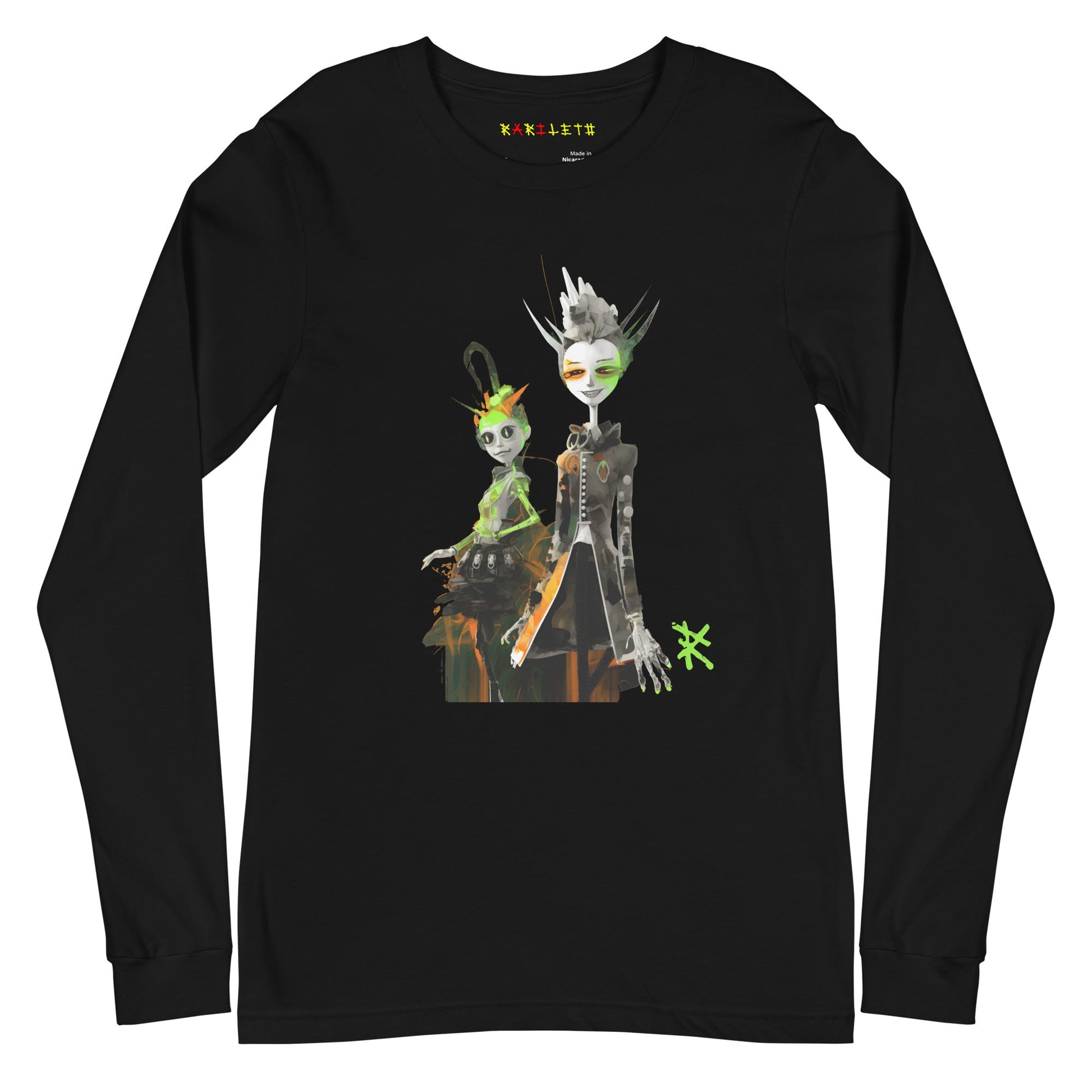 Front Black: COSMIC CREATURE Long Sleeve Tee in Black - Front View

