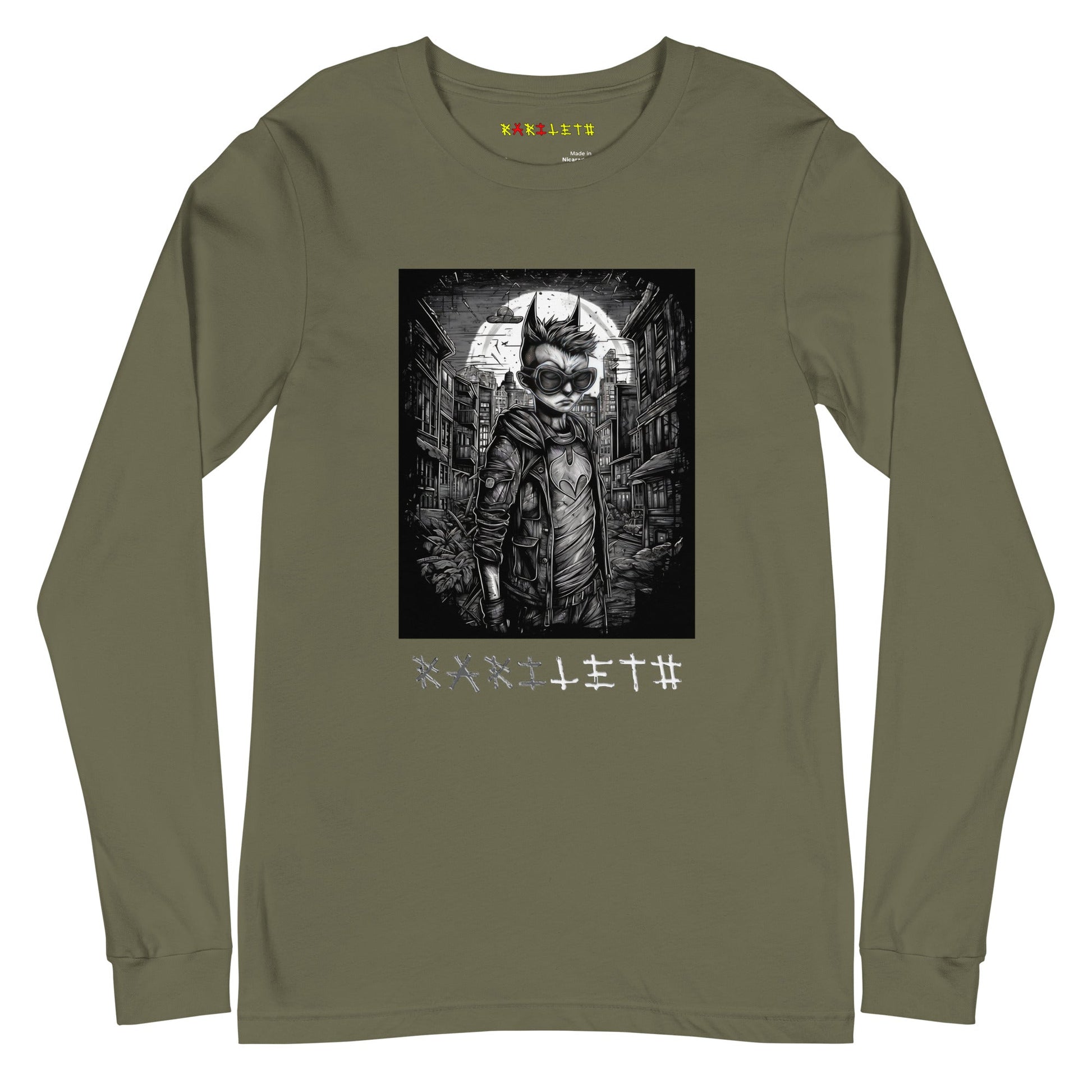 CRYPTIC CREATURE Long Sleeve Tee in Military Green - Rarileto - Front View
