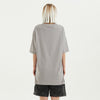 Back View on Model: CUBY Unisex Slit Hem T-shirt in Light Gray - Model - Rarileto






