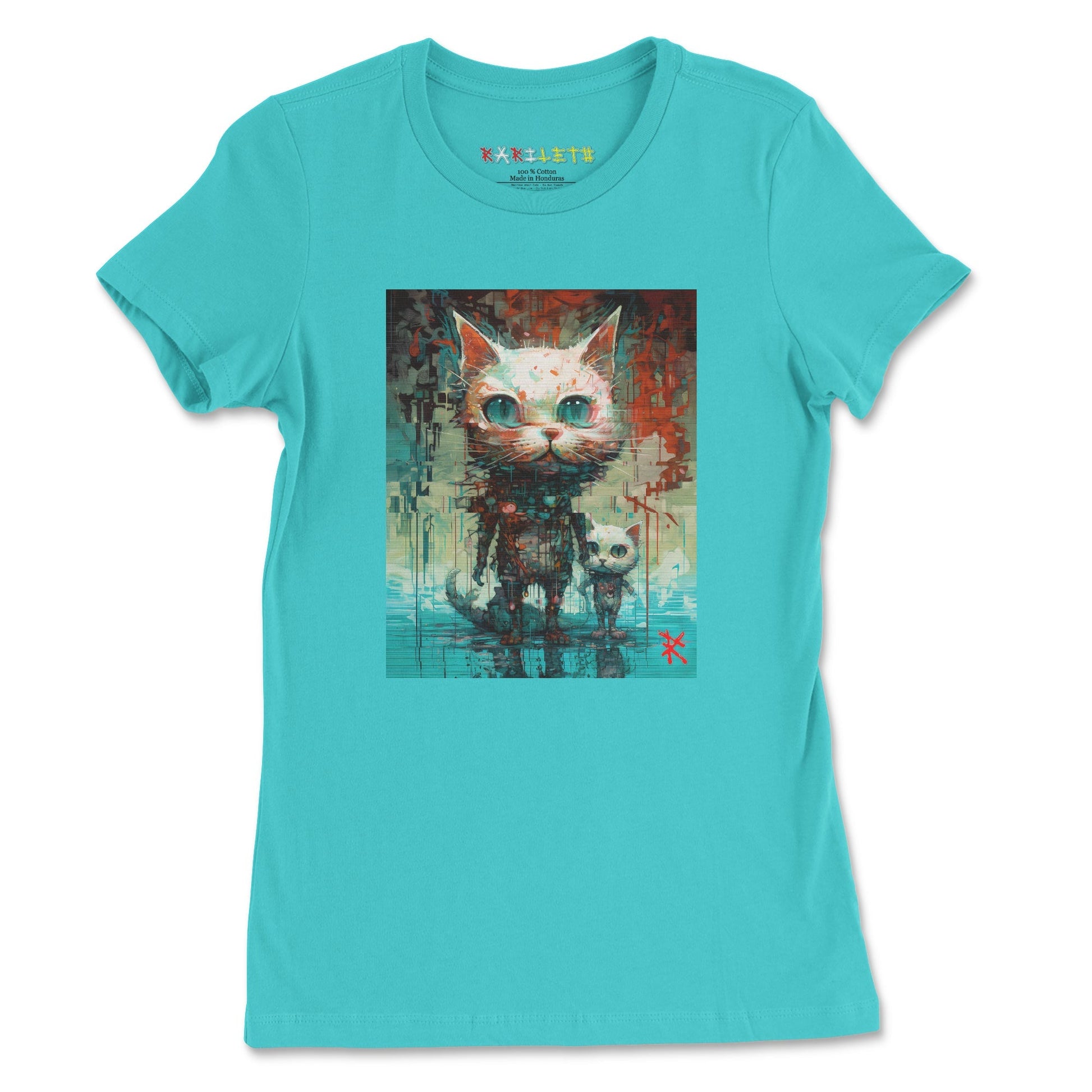 CUTE CATS Premium Tee in Teal - Rarileto - Front View