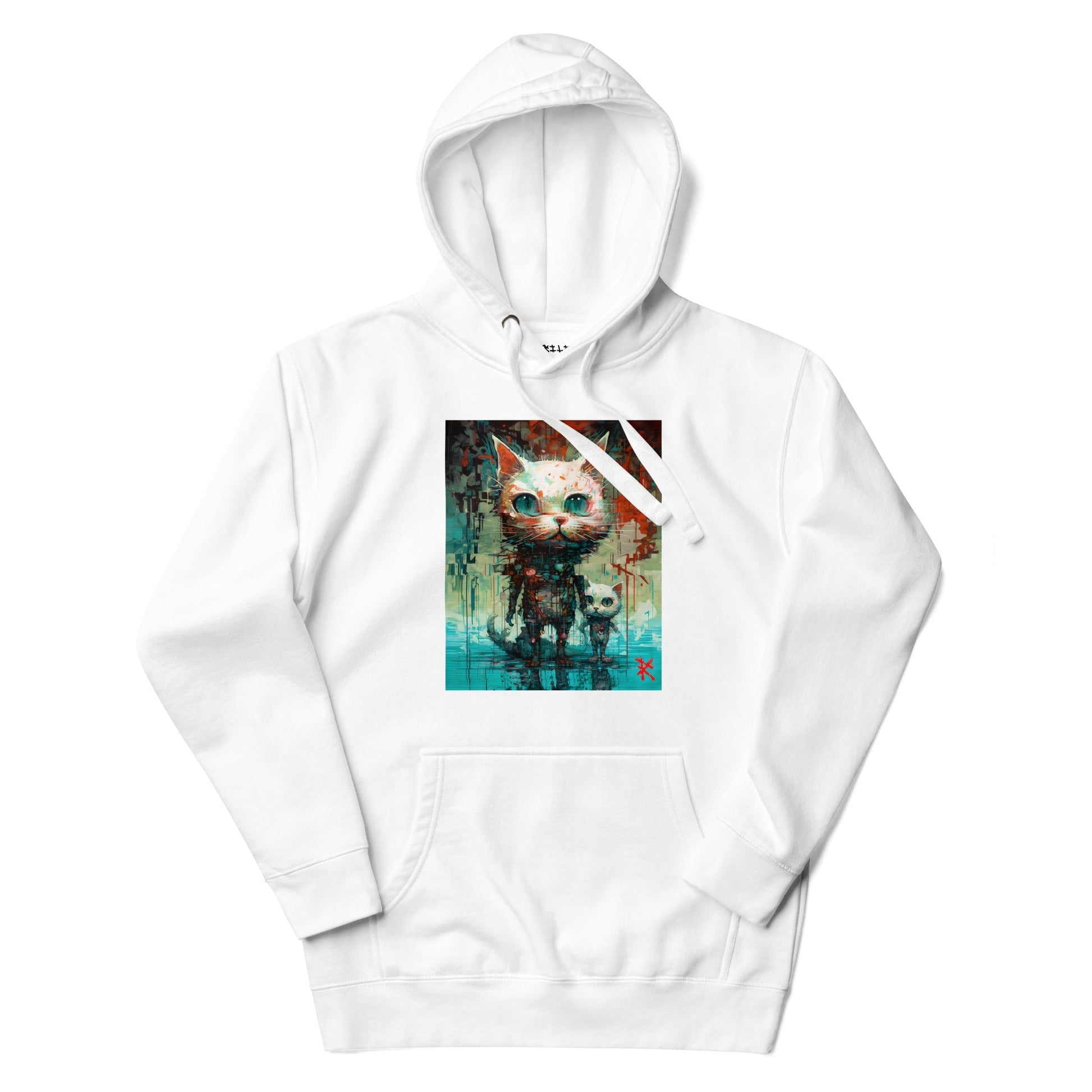 CYBER KITTY Hoodie in White - Rarileto - Front View