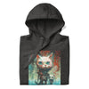 CYBER KITTY Hoodie in Charcoal Heather - Rarileto - Folded Front View