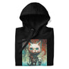 CYBER KITTY Hoodie in Black - Rarileto - Folded Front View