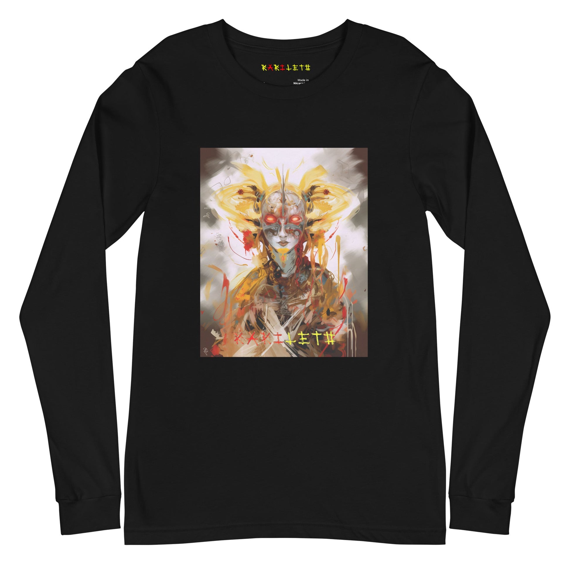 Front Black: CYBORG QUEEN Long Sleeve Tee in Black - Front View

