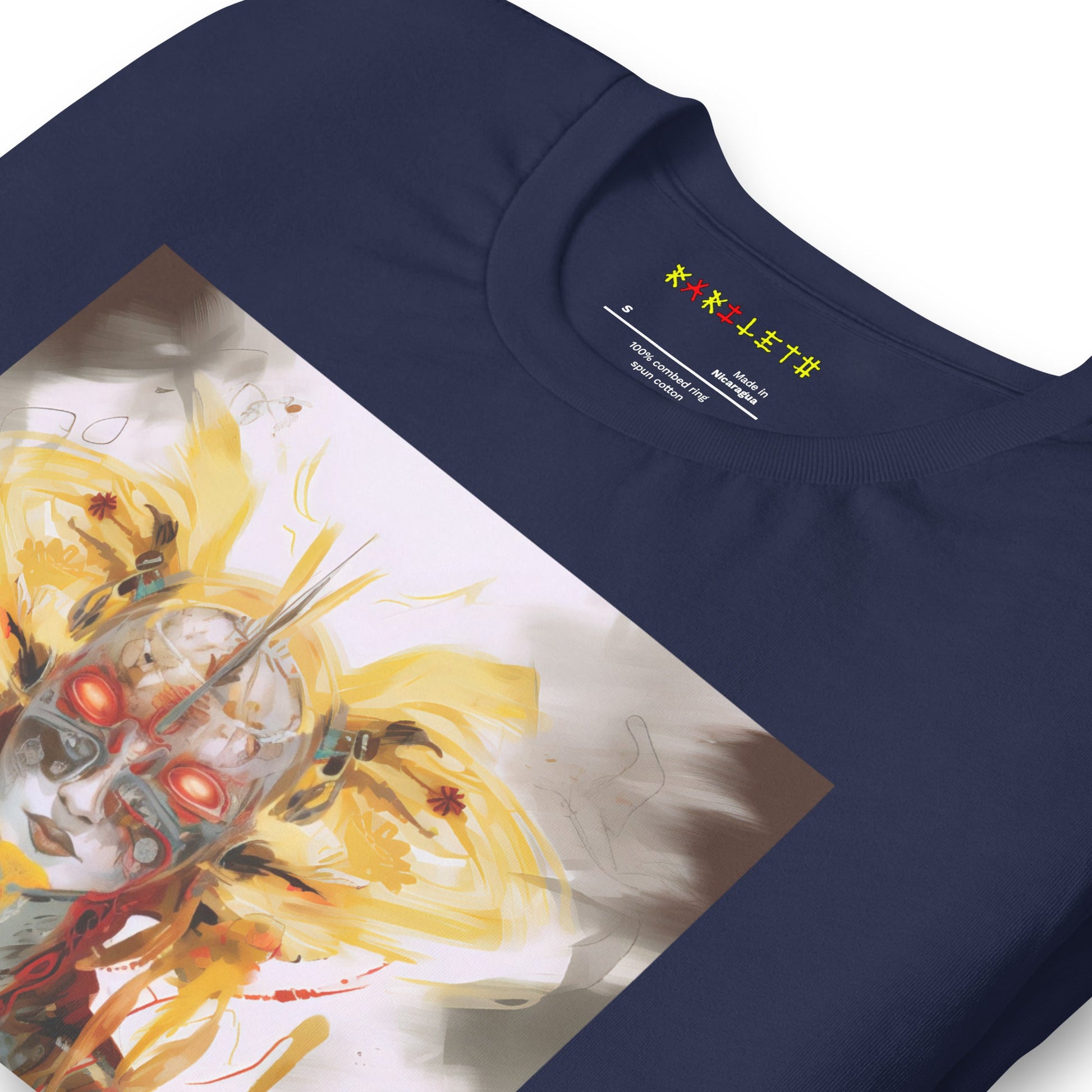 Neck Navy: CYBORG QUEEN Premium Crewneck T-Shirt in Navy (Neck View)