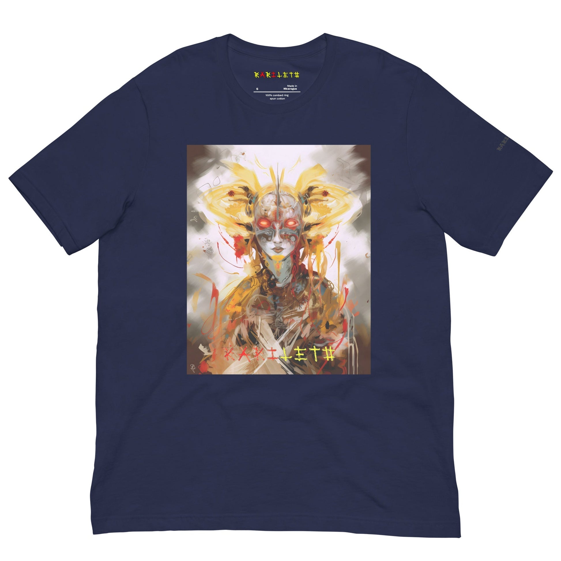 Front Navy: CYBORG QUEEN Premium Crewneck T-Shirt in Navy