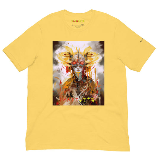 Front Maize Yellow: CYBORG QUEEN Premium Crewneck T-Shirt in Maize Yellow