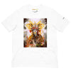 Front View in White: CYBORG QUEEN Premium Crewneck T-Shirt in White