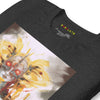 Folded Front View : CYBORG QUEEN Premium Crewneck T-Shirt in Dark Gray Heather- Rarileto