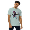 CYCLING ELEPHANT Premium Heavyweight T-Shirt in Agave - Rarileto - Front View on Model
