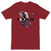 Brick Red Front View of CYCLING ELEPHANT Premium Heavyweight T-Shirt