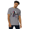 Carbon Grey Front View of CYCLING ELEPHANT Premium Heavyweight T-Shirt on Model