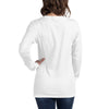 Back View on Female Model White: DANCING ALIEN Long Sleeve Tee in White - Back View on Female Model