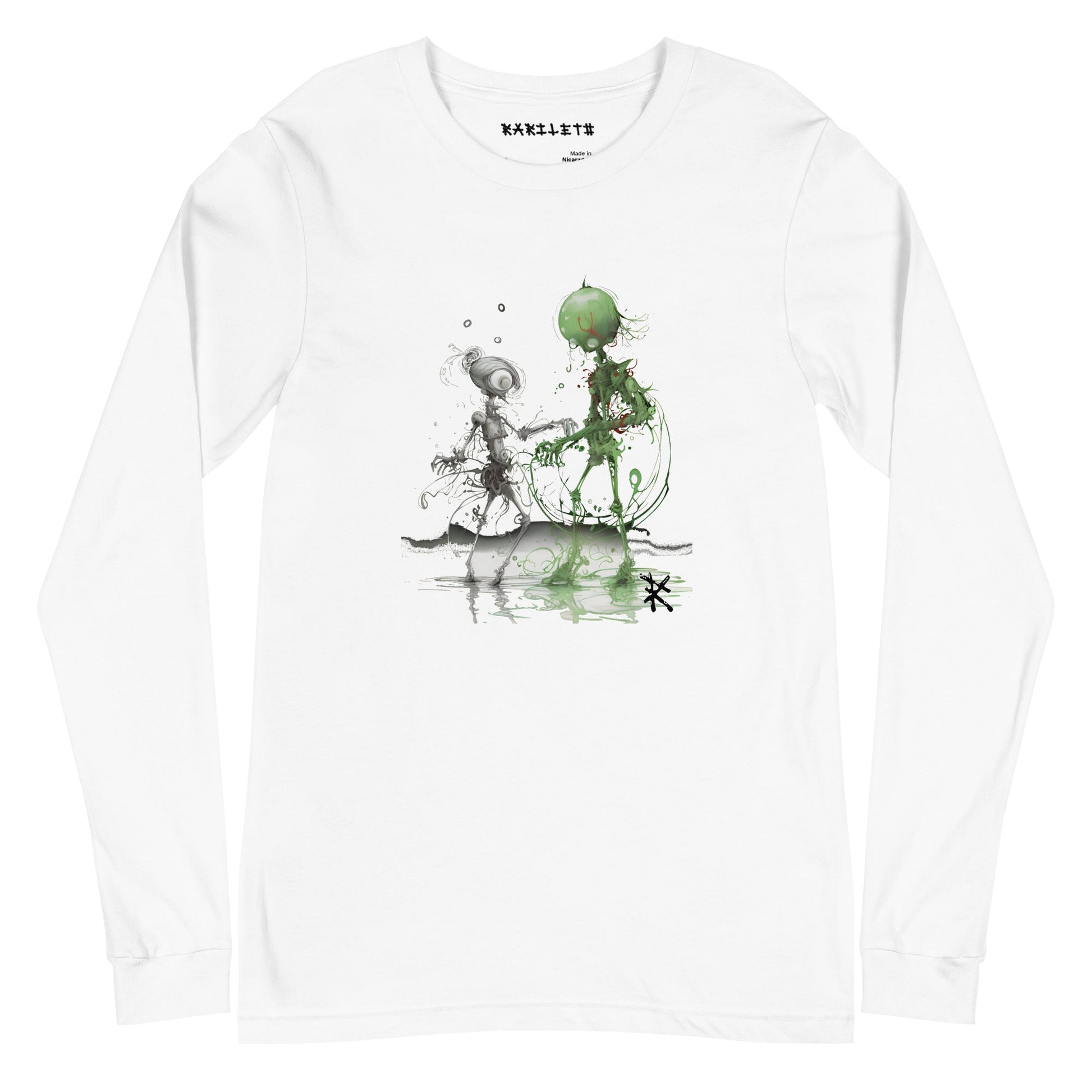  DANCING ALIEN Long Sleeve Tee in White - Front View