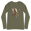 DISTRESSED ELEPHANT Long Sleeve Tee in Military Green - Rarileto - Front View