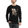 DISTRESSED ELEPHANT Long Sleeve Tee in Black - Rarileto - Front View on Male Model