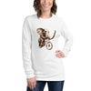 DISTRESSED ELEPHANT Long Sleeve Tee in White - Rarileto - Front View on Female Model