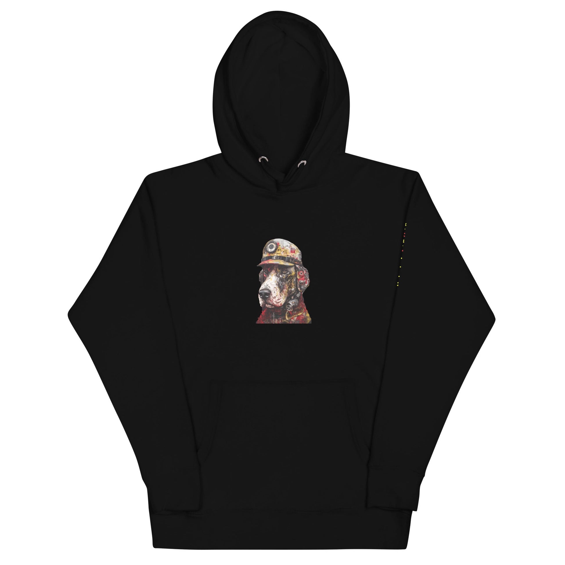 DOG FIREFIGHTER Hoodie in Black - Rarileto - Front View