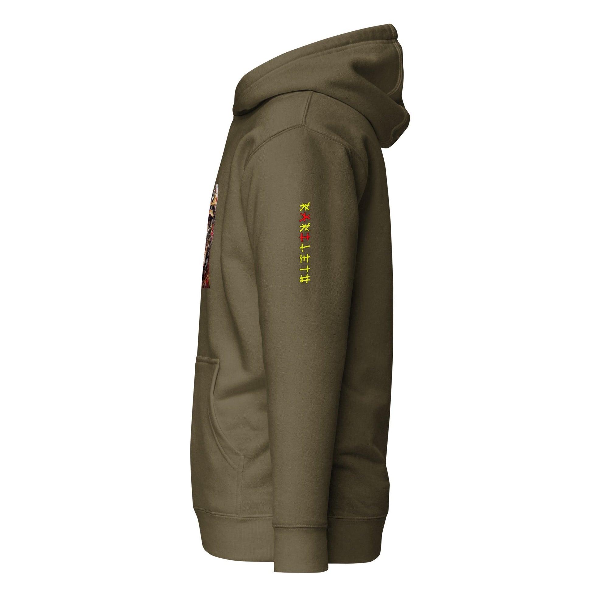 DOG FIREFIGHTER Hoodie in Military Green - Rarileto - Side View