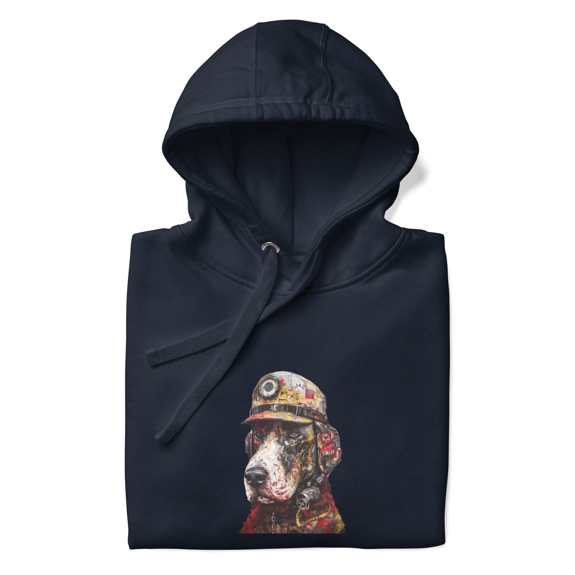 DOG FIREFIGHTER Hoodie in Navy Blazer - Rarileto - Folded Front View