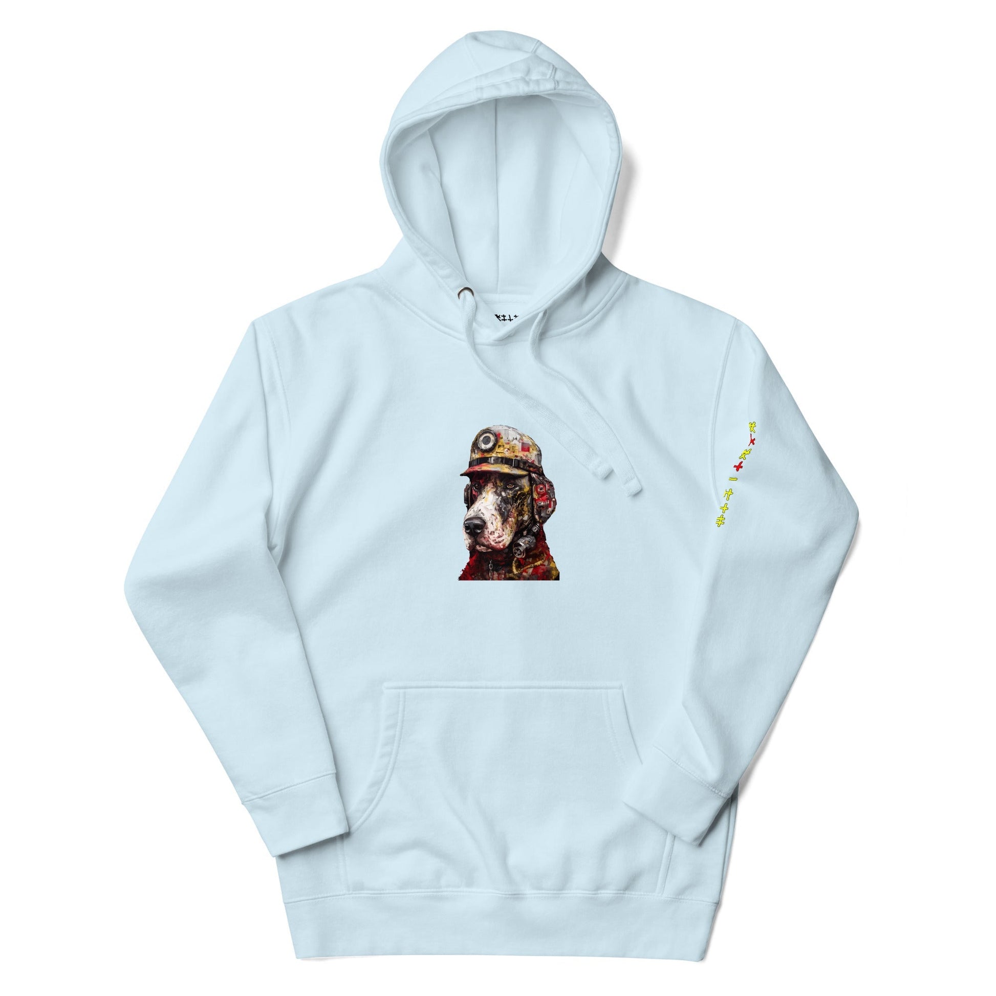 DOG FIREFIGHTER Hoodie in Sky Blue - Rarileto - Front View