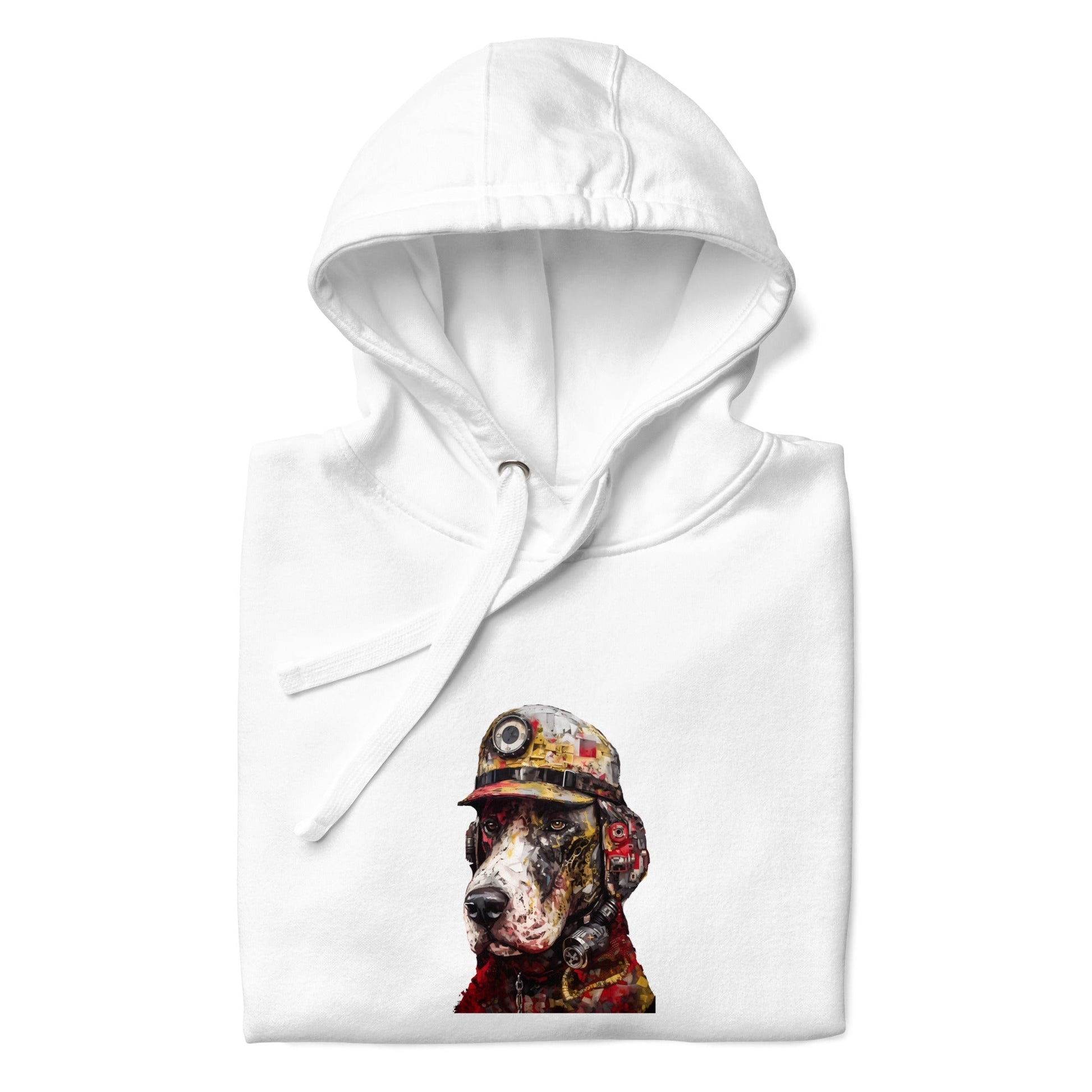 DOG FIREFIGHTER Hoodie in White - Rarileto - Folded Front View