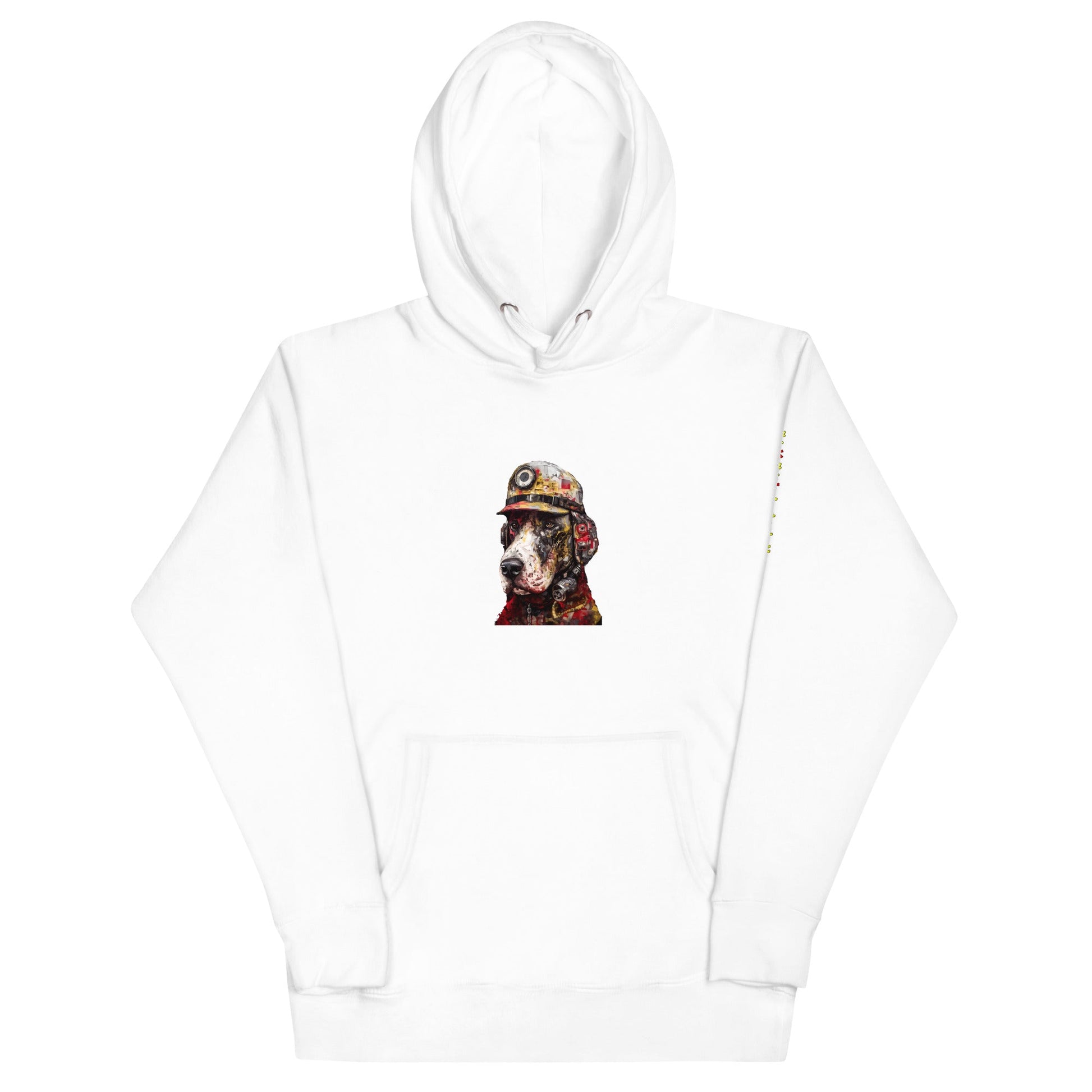 DOG FIREFIGHTER Hoodie in White - Rarileto - Front View