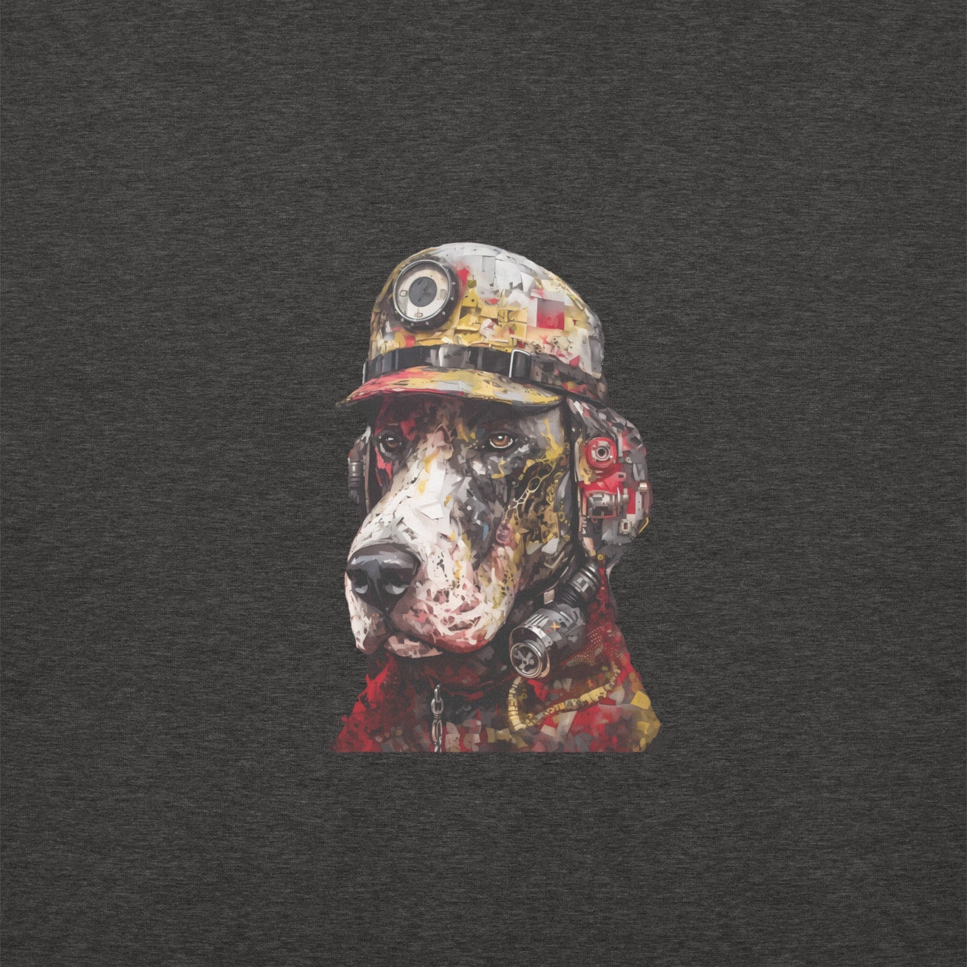 DOG FIREFIGHTER Hoodie in Charcoal Heather - Rarileto - Design Front View