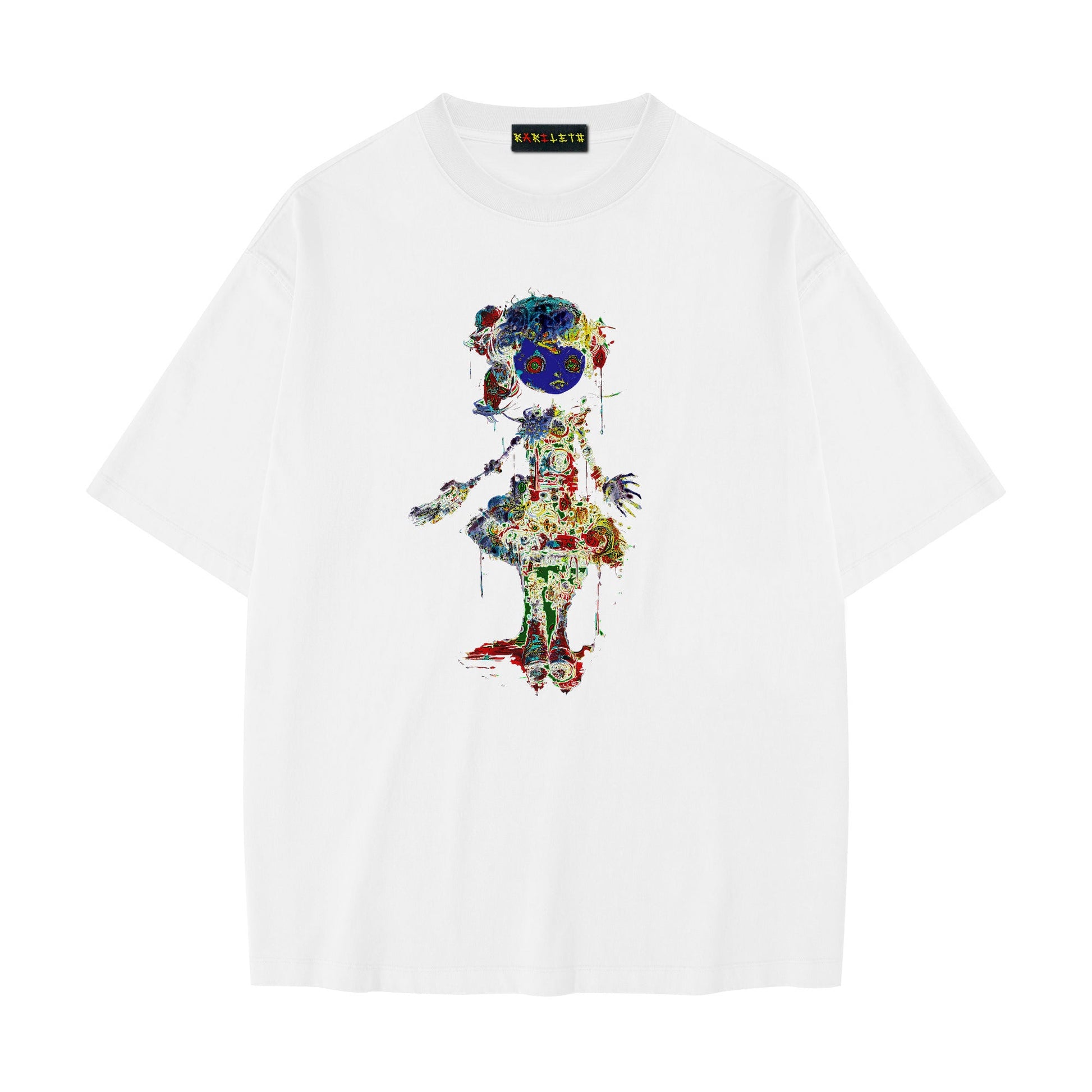 DRIPPING PAINT DOLL Unisex Loose Fit T-Shirt White Color - Rarileto