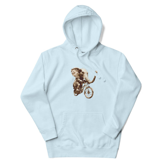 EDGY ELEPHANT Hoodie in Sky Blue - Rarileto - Front View