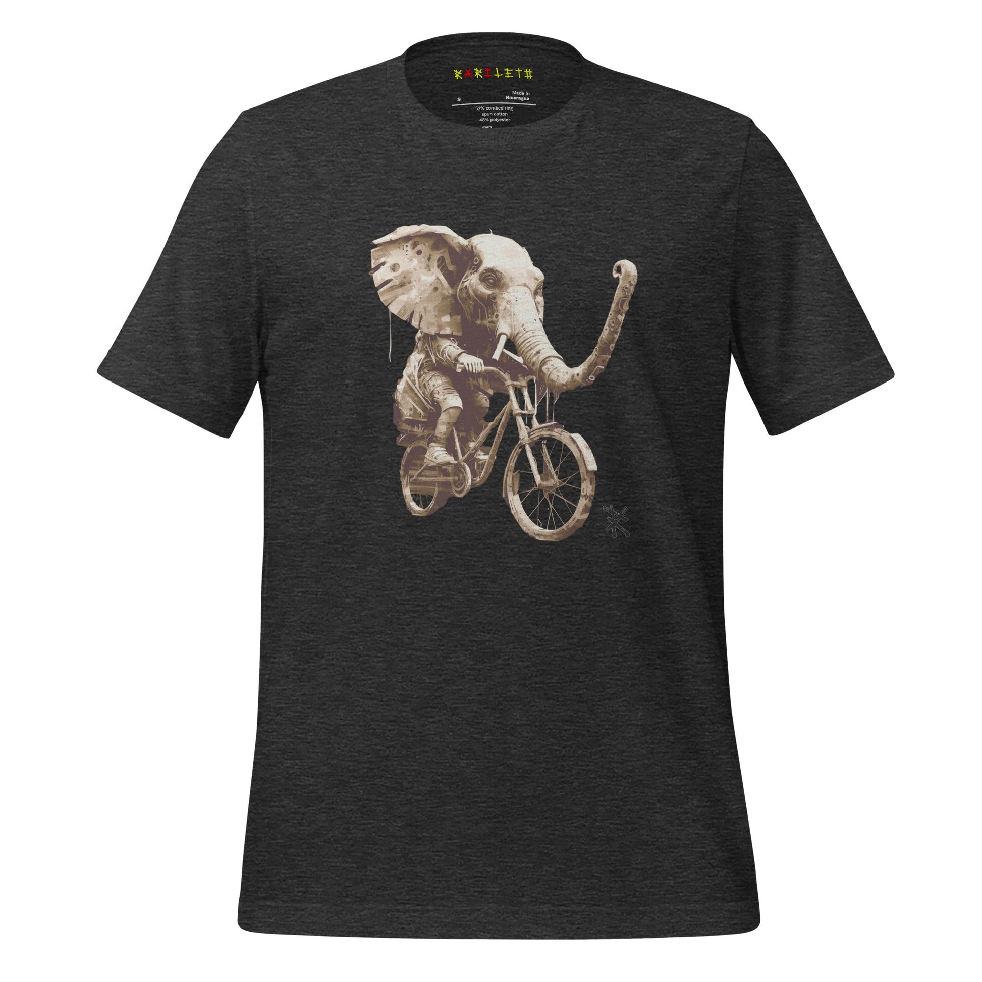 ELEPHANT Premium Crewneck T-Shirt in Dark Gray Heather - Rarileto - Ghost Front View