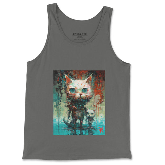 Front Asphalt: FELINES Tank Top in Asphalt - Front View