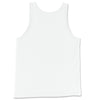 Back view of the Fire Bots Tank Top in white, designed for a casual and comfortable fit. Rarileto.
