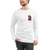 Front View on Male Model White: FIREFIGHTER DOG Long Sleeve Tee in White on Male Model
