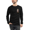 Front View on Male Model Black: FIREFIGHTER DOG Long Sleeve Tee in Black on Male Model
