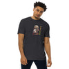 FIREFIGHTER DOG Premium Heavyweight T-Shirt in Charcoal Heather - Rarileto - Front View on Model
