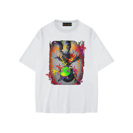 FLIPPED Unisex Loose Basic Tee - Rarileto - Lucent White - Front View