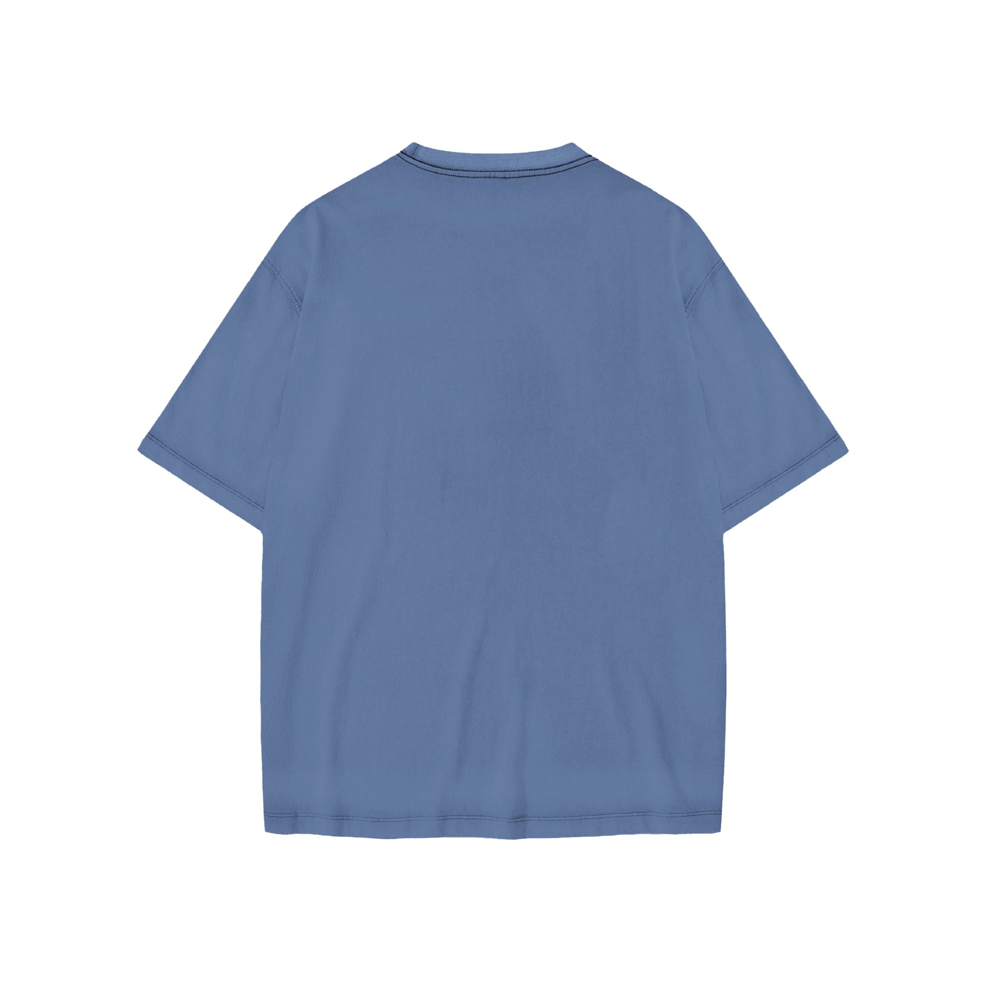 FLIPPED Unisex Loose Basic Tee - Rarileto - Denim Blue - Back View