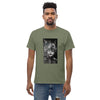 FUTURE CAT 2050 Classic T-Shirt in Military Green - Rarileto - Front View on Model