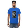 FUTURE CAT 2050 Classic T-Shirt in Royal - Rarileto - Front View on Model