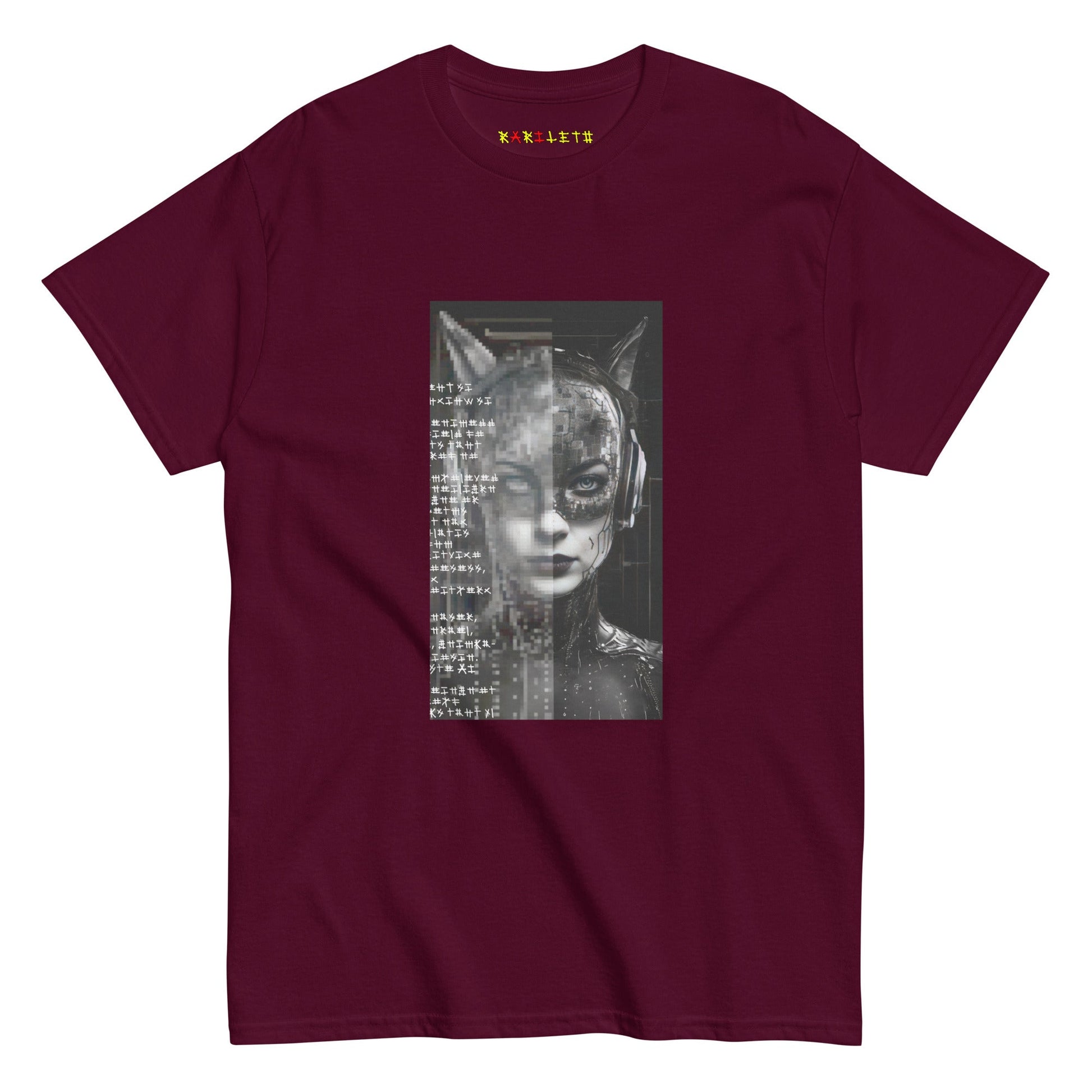 FUTURE CAT 2050 Classic T-Shirt in Maroon - Rarileto - Front View