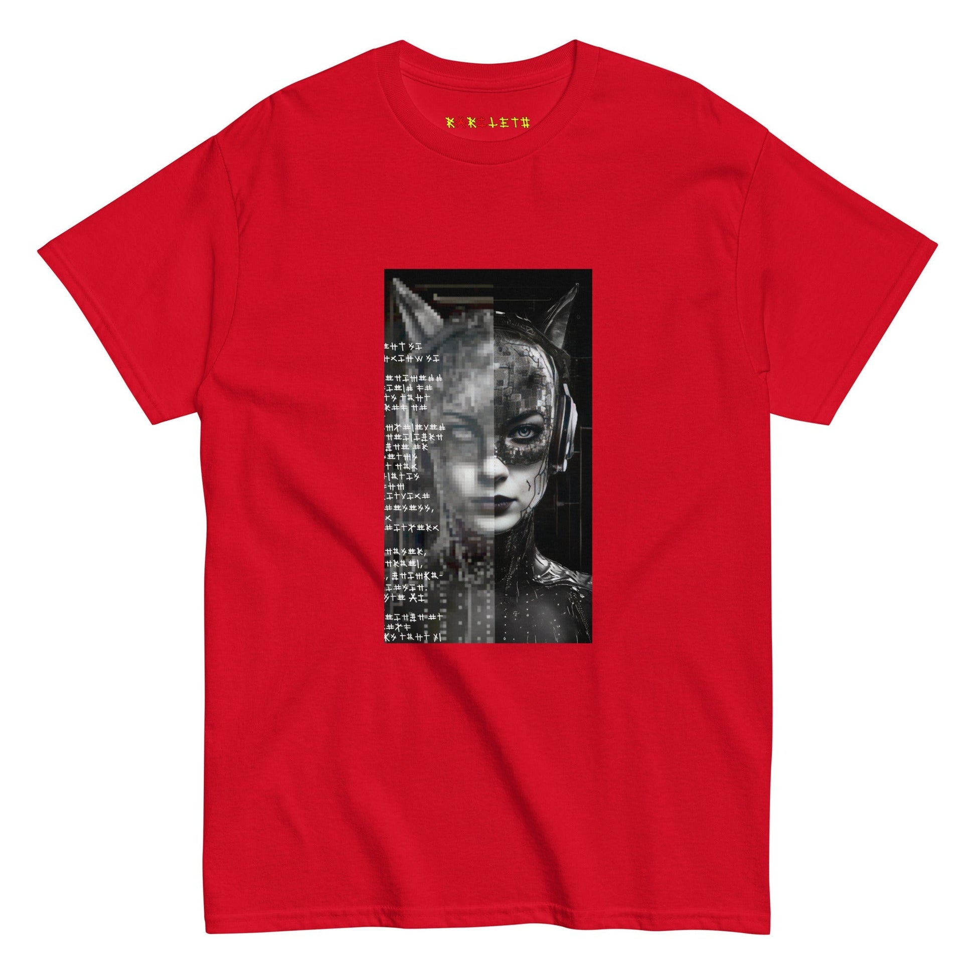 FUTURE CAT 2050 Classic T-Shirt in Red - Rarileto - Front View