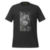 Front Ghost Dark Gray Heather: FUTURISTIC CAT WOMAN Premium Crew Neck T-Shirt in Dark Gray Heather (Front Ghost View)