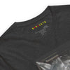 Neck Dark Gray Heather: FUTURISTIC CAT WOMAN Premium Crew Neck T-Shirt in Dark Gray Heather (Neck View)