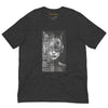 Front Dark Gray Heather: FUTURISTIC CAT WOMAN Premium Crew Neck T-Shirt in Dark Gray Heather